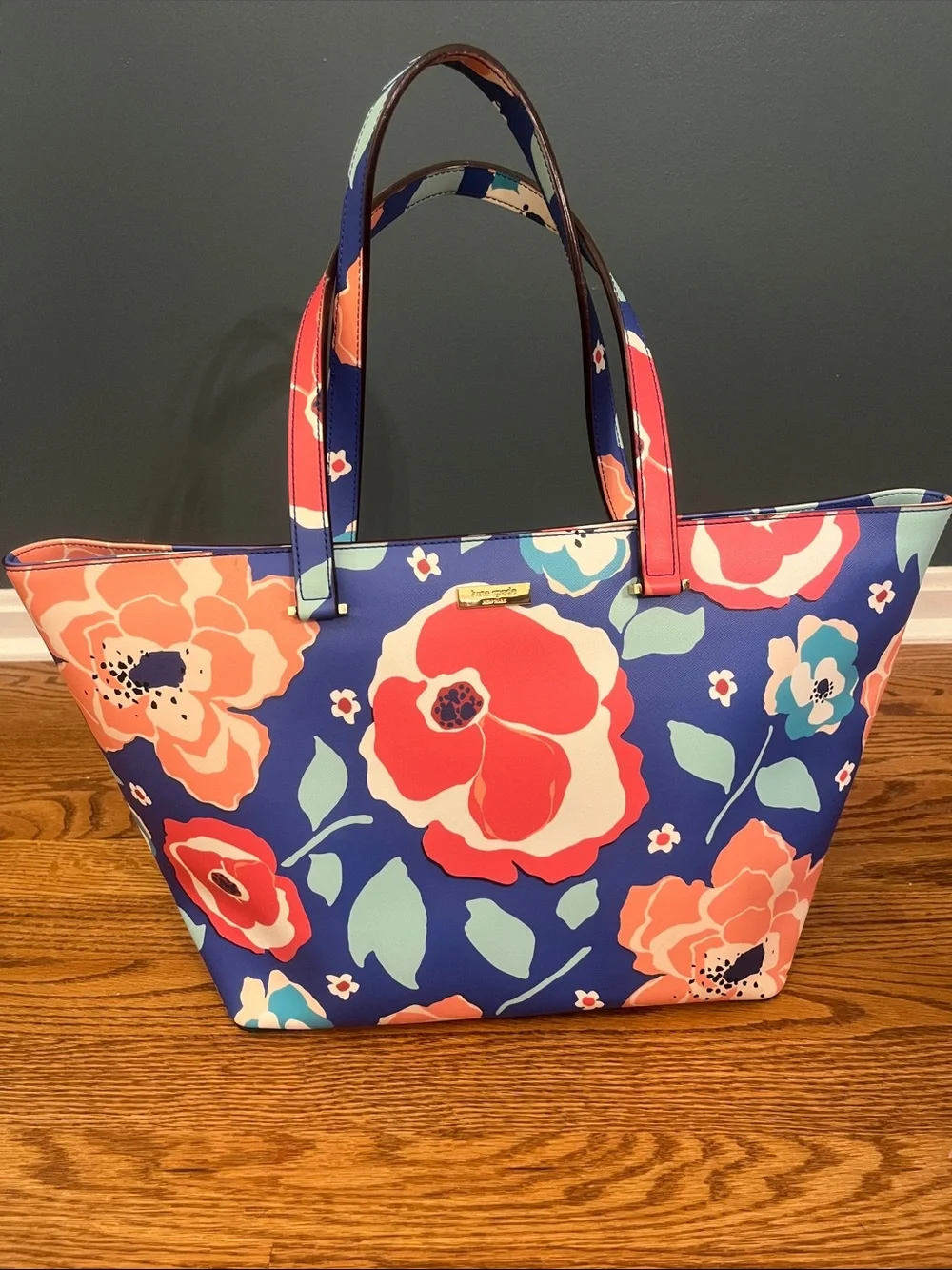 Kate Spade Jules Newbury Lane Cherry Floral Printed Vinyl Tote COA, MSRP $299